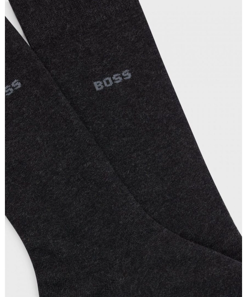 Hugo Boss 2-Pack Mens Regular Length Socks in a Cotton Blend NOS - Charcoal - Size UK 9-12